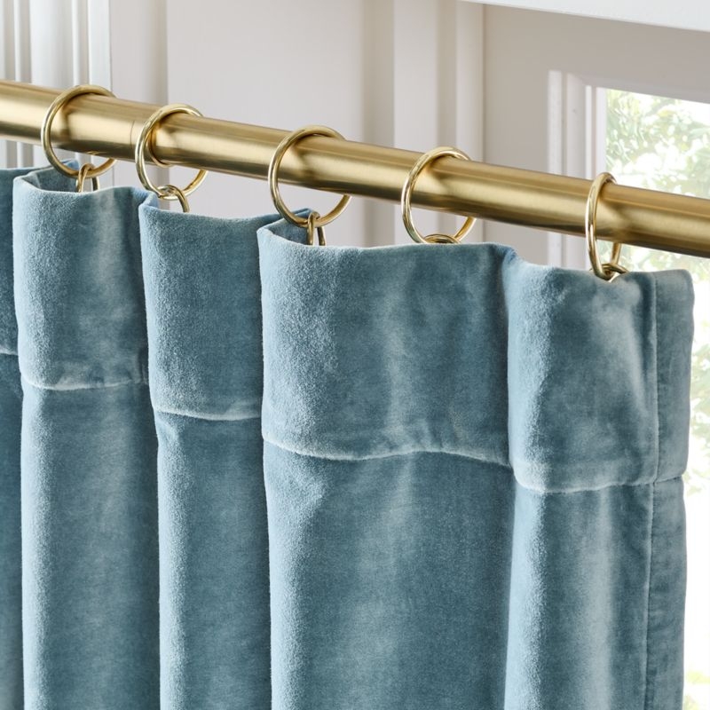 Light Blue Organic Cotton Velvet Window Curtain Panel 48"X84" - Image 1