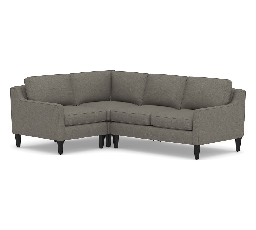 Beverly Upholstered Right Arm 3-Piece Corner Sectional, Polyester Wrapped Cushions, Chunky Basketweave Metal - Image 0