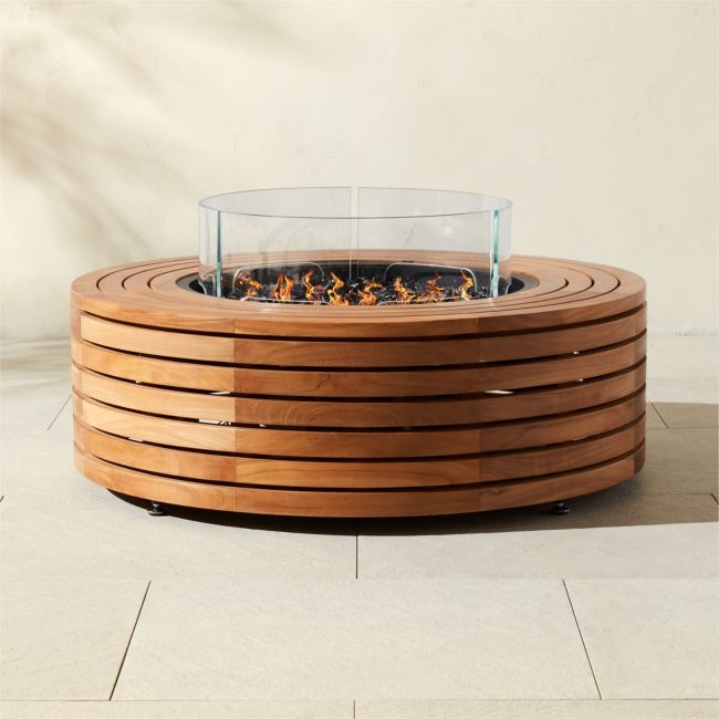 Ark Round Teak Wood Fire Table - Image 0