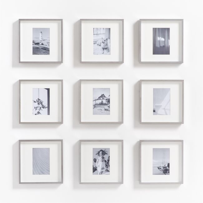9-Piece Brushed Silver 4x6 Gallery Wall Frame Set - Image 0