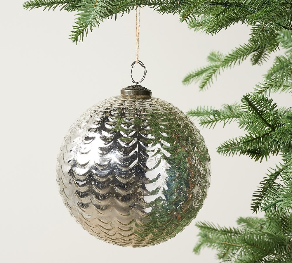Oversized Mercury Glass Ornament, Silver, 8" Sphere, Set of 3 - Image 0