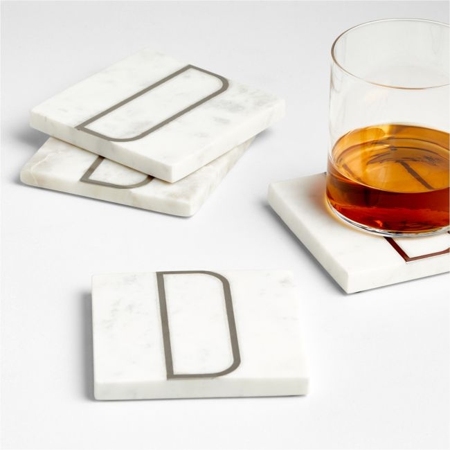 Marble "D" Monogram Coasters, Set of 4 - Image 0
