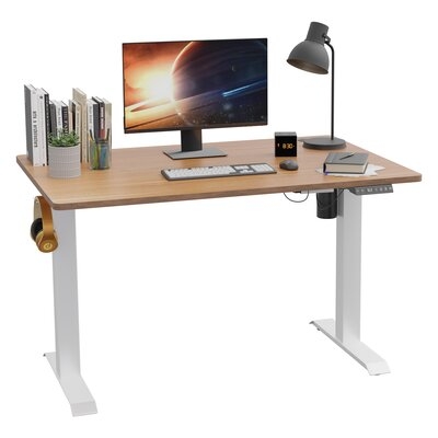 Electric Height Adjustable Standing Desk, 48 Inches Splice Board, Sit Stand Up Computer Table With Memory Preset Controller For Home, Office - Image 0