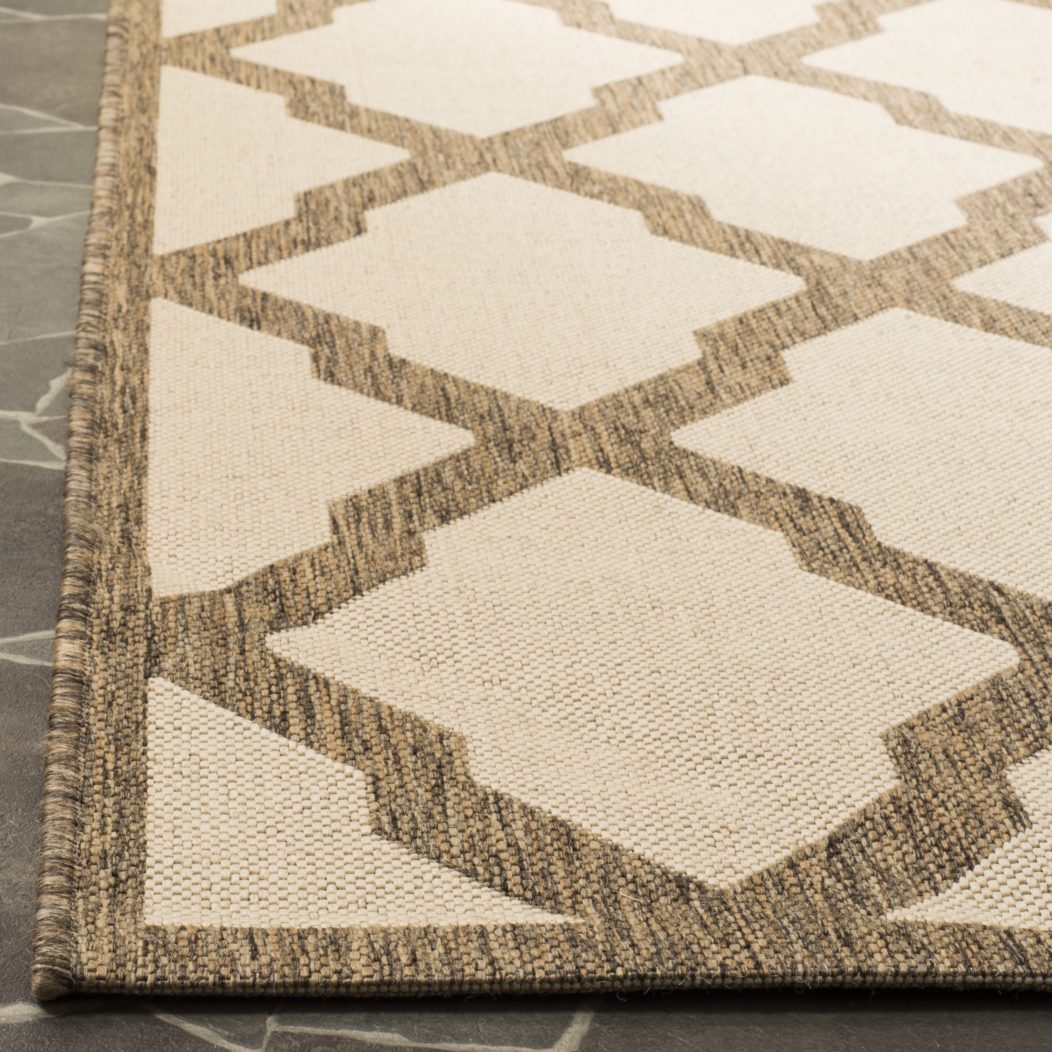 Arlo Home Indoor/Outdoor Woven Area Rug, LND122C, Cream/Beige,  2' X 8' - Image 2