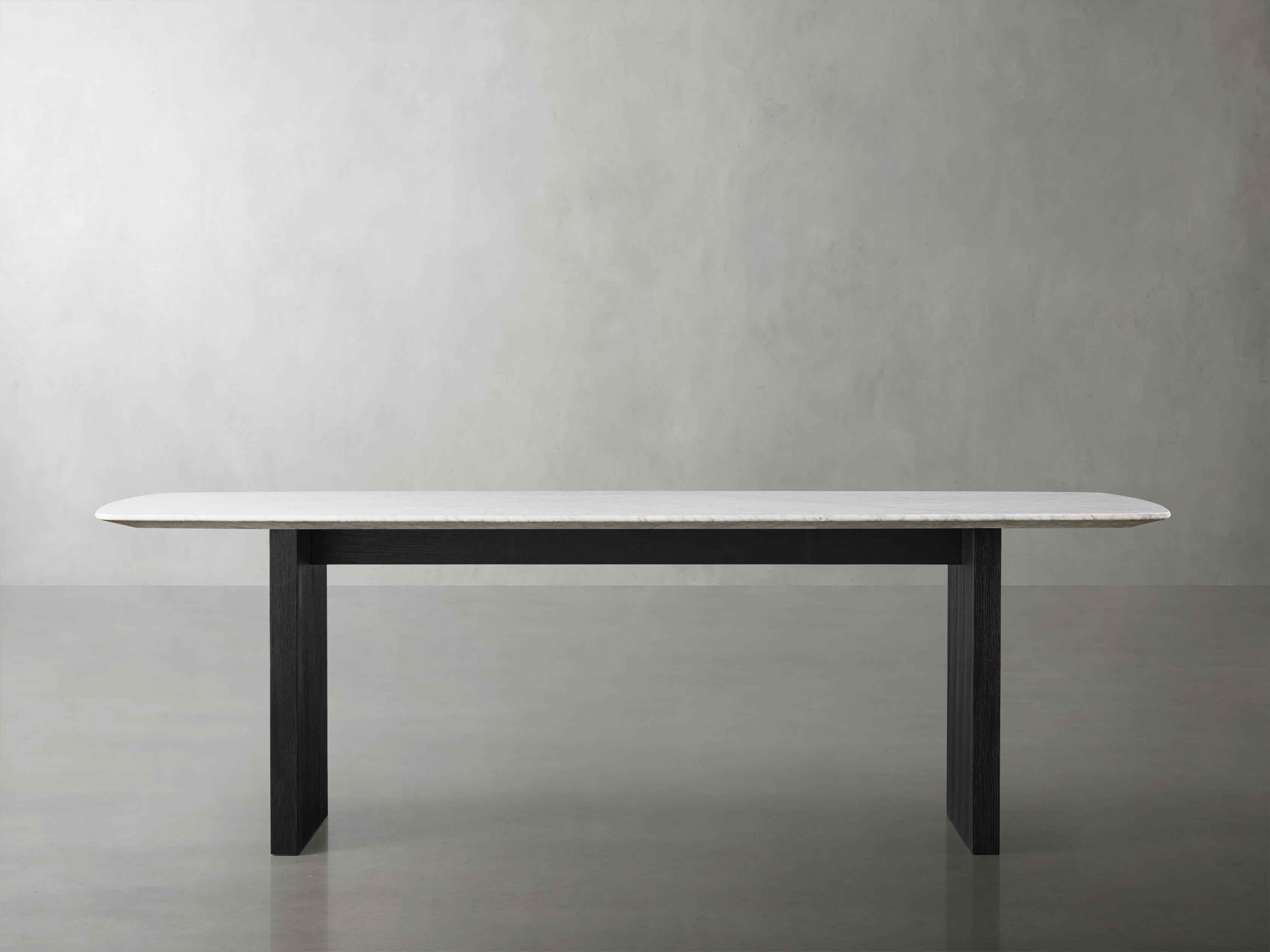 Saint Germain Top Dining Table with Wood Clement Base Stone in White  Carrara Marble/Ebony 96" - Image 0