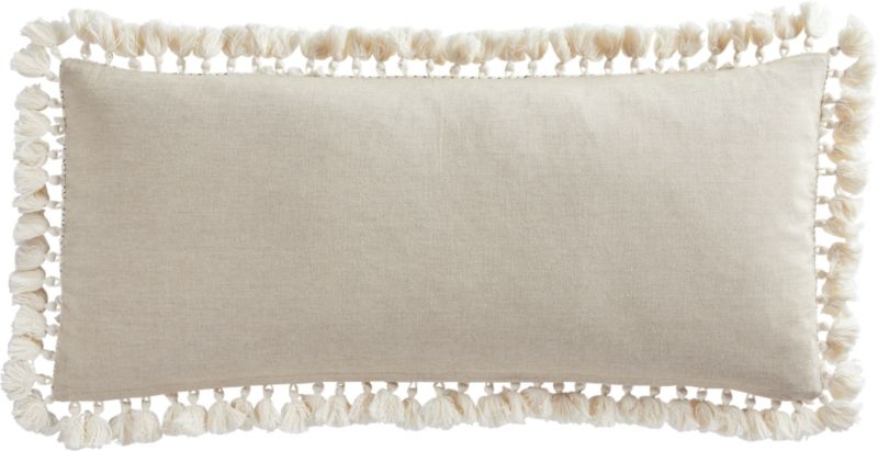 36"x16" Liana White Tassel Pillow with Feather-Down Insert - Image 3