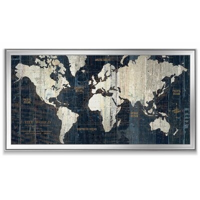 'Old World Map Blue' by Avery Tillmon picture frame print wood - Image 0