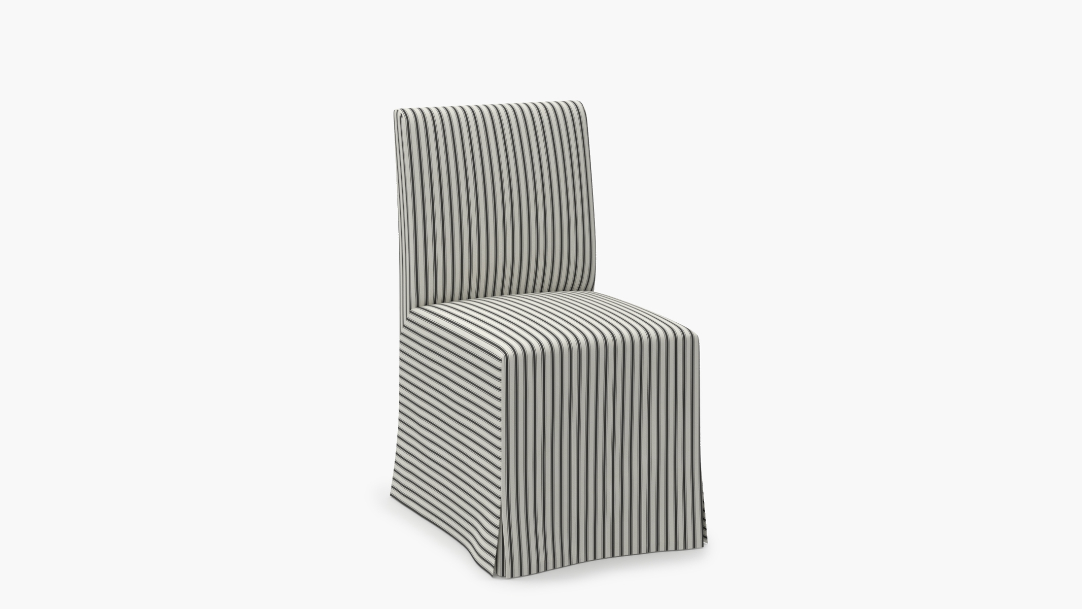 Slipcovered Signature Dining Chair, Black Classic Ticking Stripe - Image 1