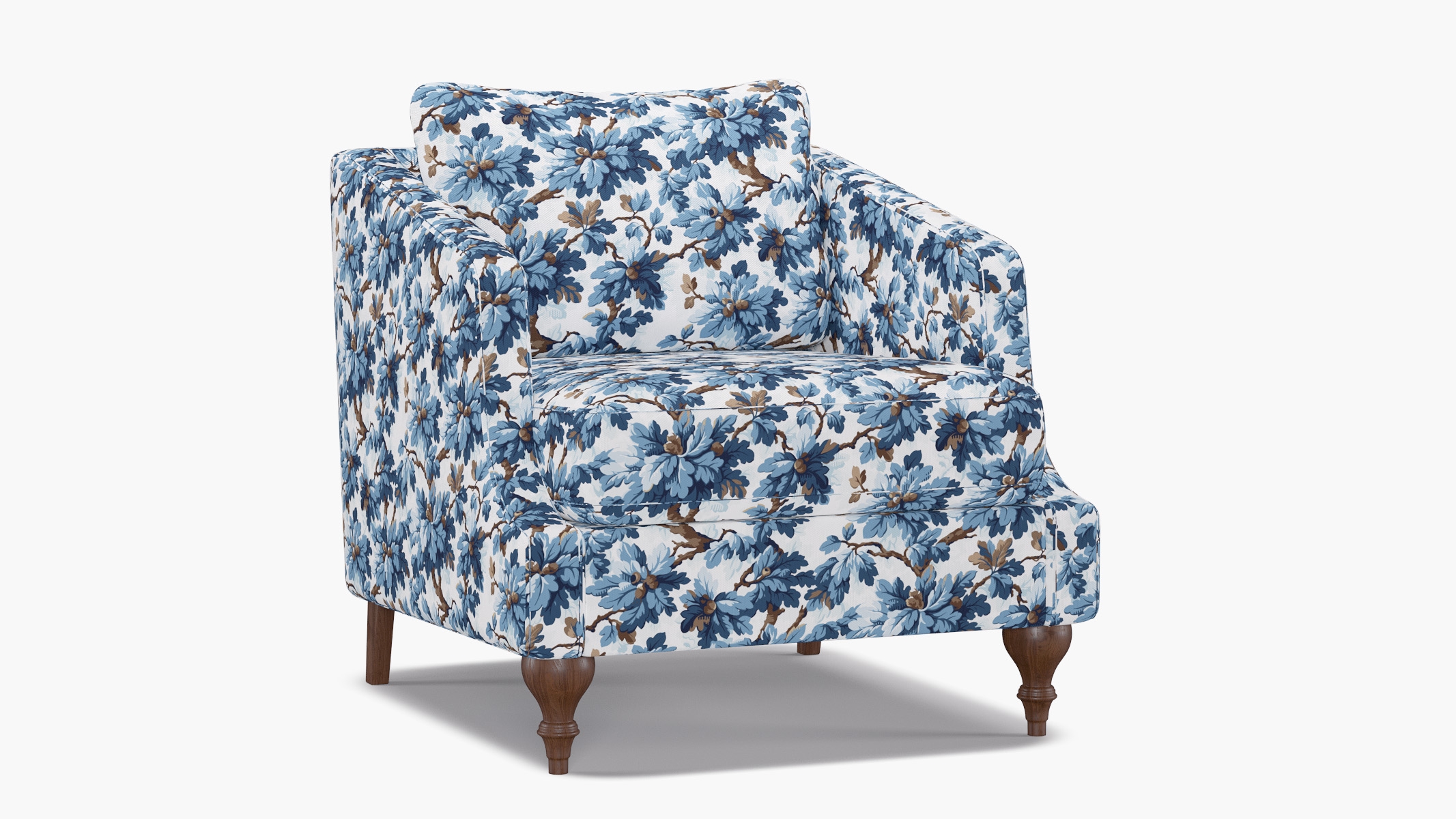 Slope Arm Chair, Delft Woodland, Walnut Turned Wood Leg - Image 1