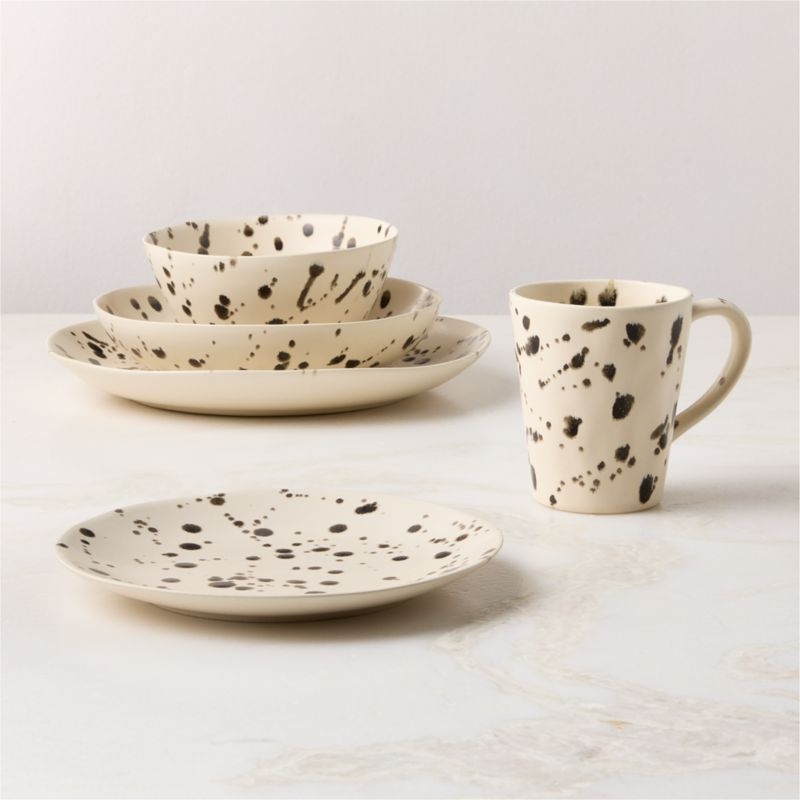 Harper Black and White Splatter Mugs Set of 6 - Image 2