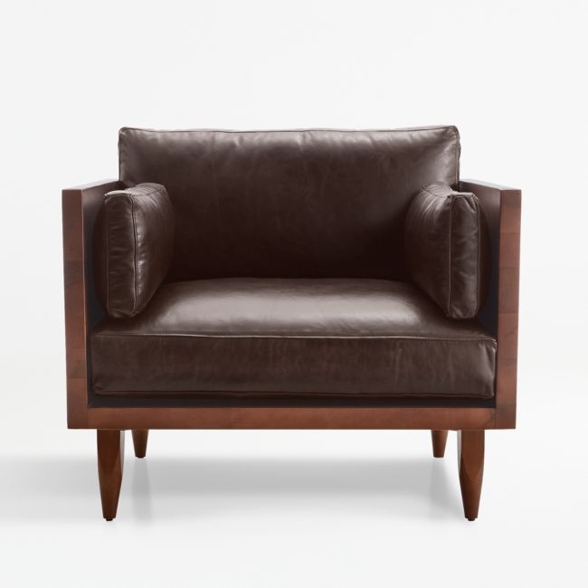 Sherwood Leather Exposed Wood Frame Chair - Image 0