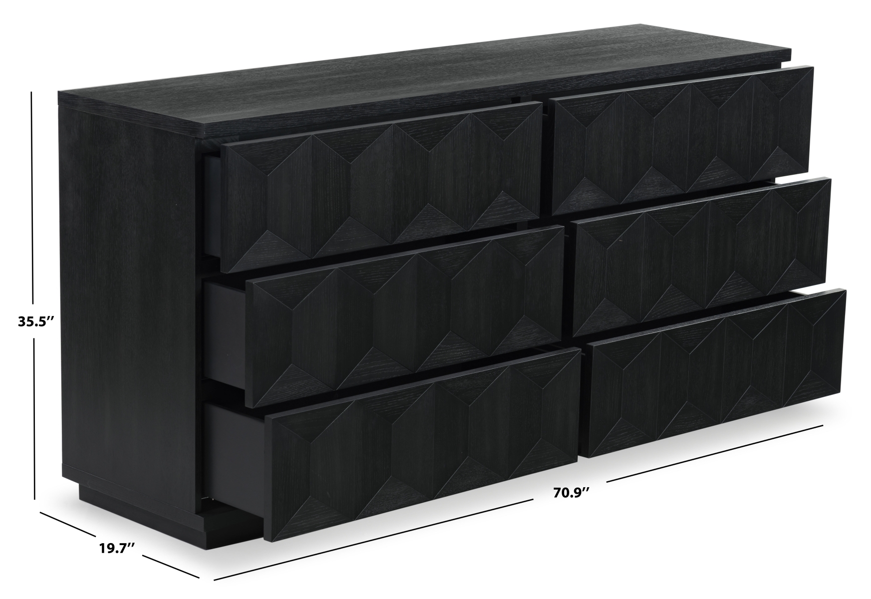 Deziree Wood 6 Drawer Dresser - Black - Image 8