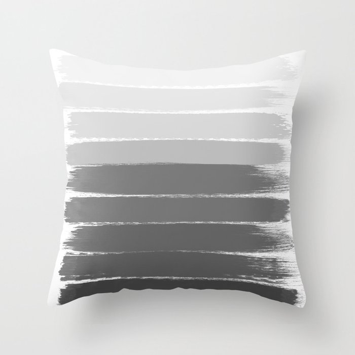 Portia - Black And White Gradient Ombre Brushstroke Painting Minimal Art Decor Throw Pillow by Charlottewinter - Cover (20" x 20") With Pillow Insert - Outdoor Pillow - Image 0