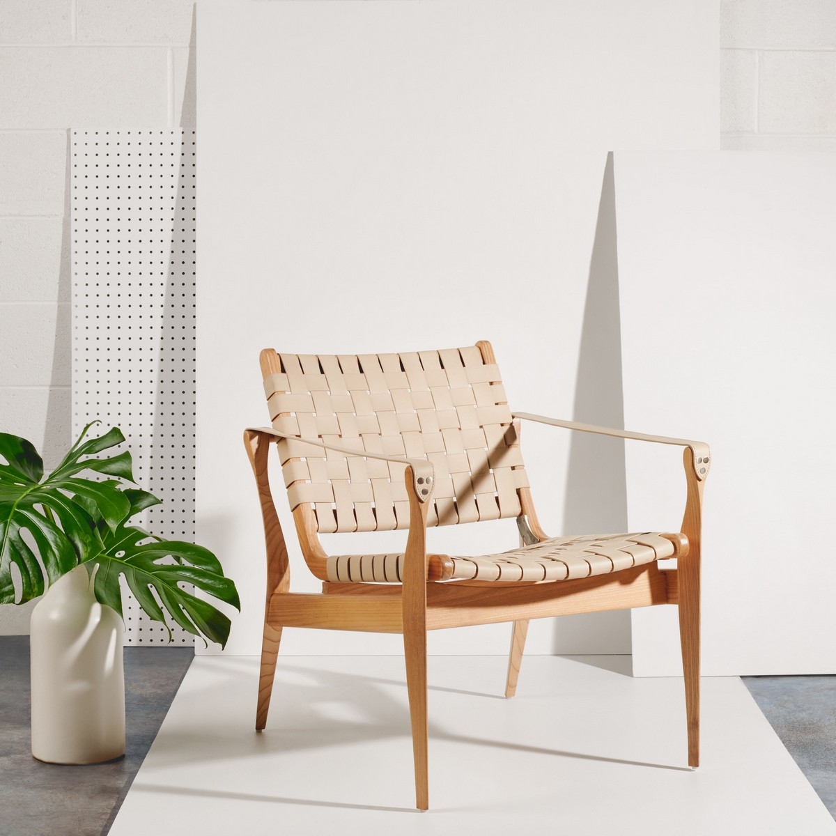 Dilan Leather Safari Chair - White - Image 1
