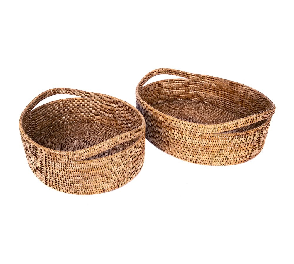 Tava Handwoven Rattan Oval Basket, Natural, Set of 2 - Image 0