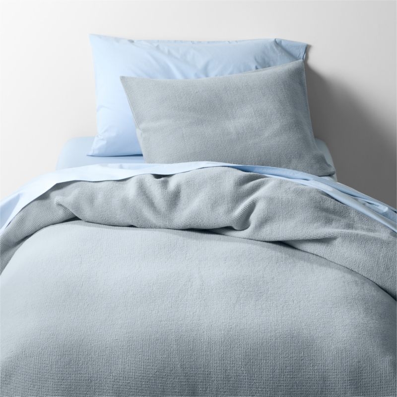 Scoop Waffle Organic Cotton Sky Blue Standard Bed Pillow Sham - Image 3