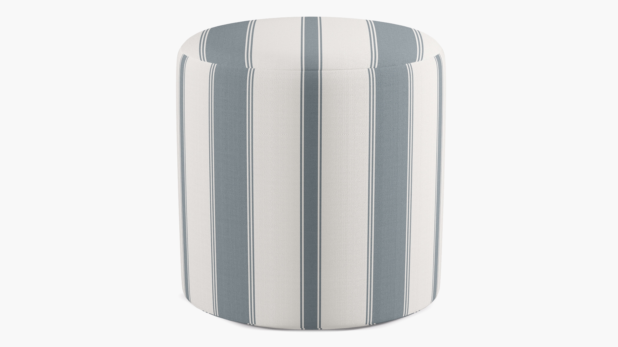 Drum Ottoman, French Blue Clarence Stripe - Image 0