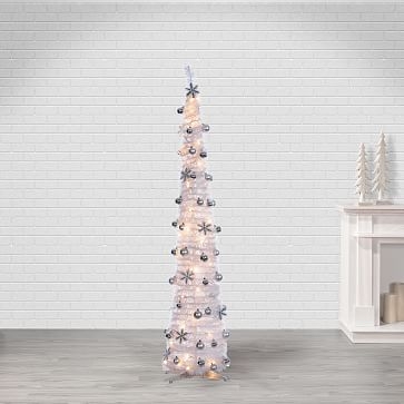 Pop-Up LED Narrow Tree, 6', White - Image 1