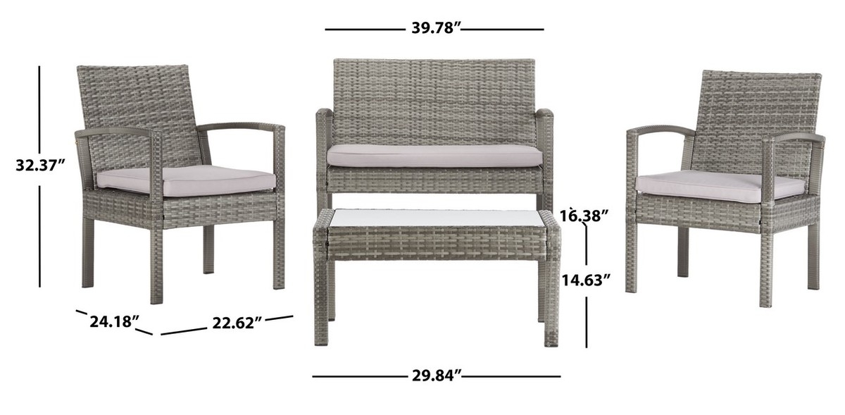 Bassey 4Pc Living Set - Grey / Grey - Safavieh - Image 8