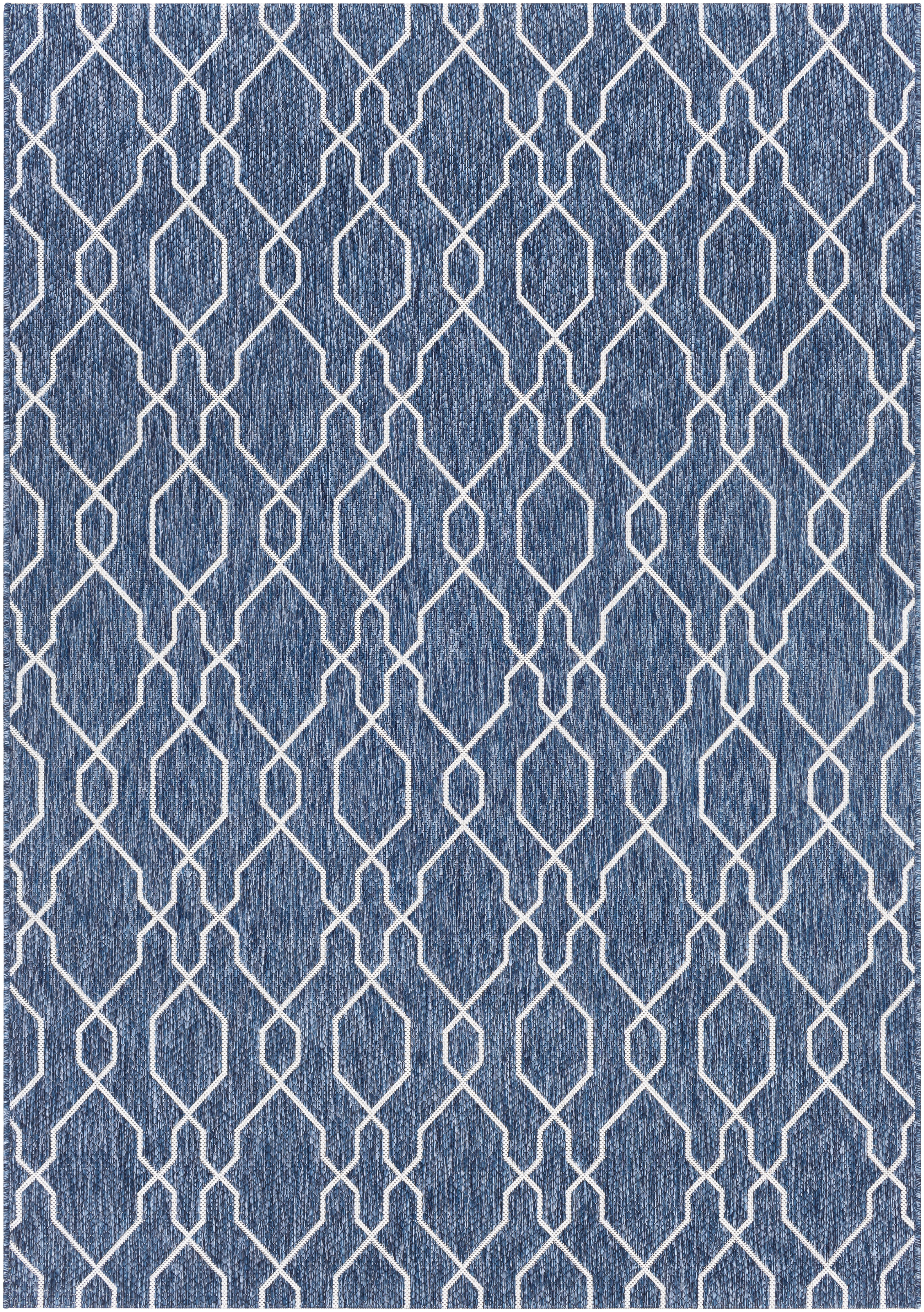 Eagean Blue Outdoor 6'7" x 9' Machine Woven Rug - Image 0