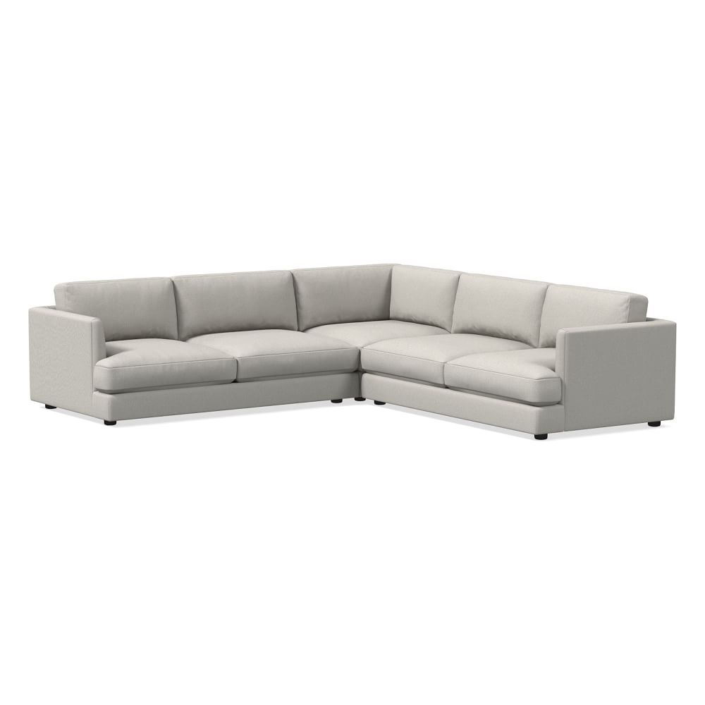 Haven 106" Multi Seat 3-Piece L-Shaped Sectional, Standard Depth, Performance Yarn Dyed Linen Weave, Frost Gray - Image 0
