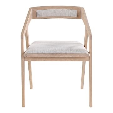 Angled Frame Dining Arm Chair, Oak, Light Grey - Image 1