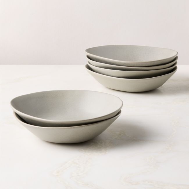 Selene Grey Stoneware Pasta Bowls Set of 6 - Image 0