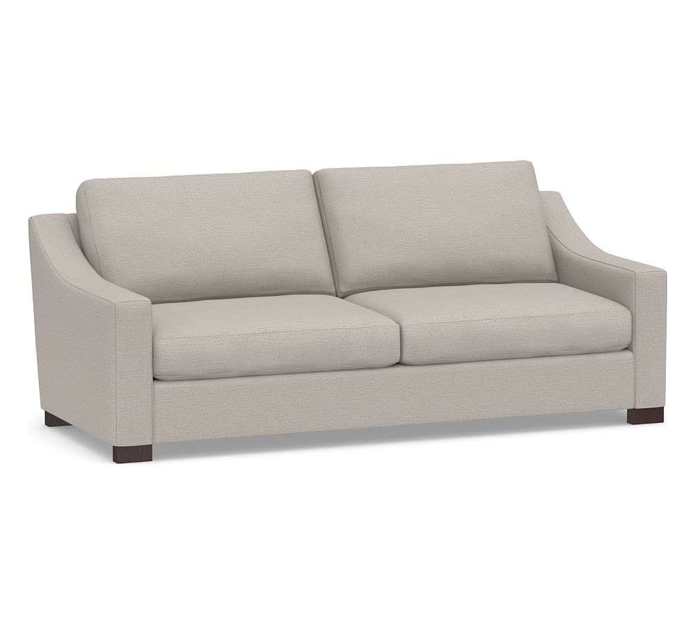 Turner Slope Arm Upholstered Sofa 2-Seater, Down Blend Wrapped Cushions, Chunky Basketweave Stone - Image 0