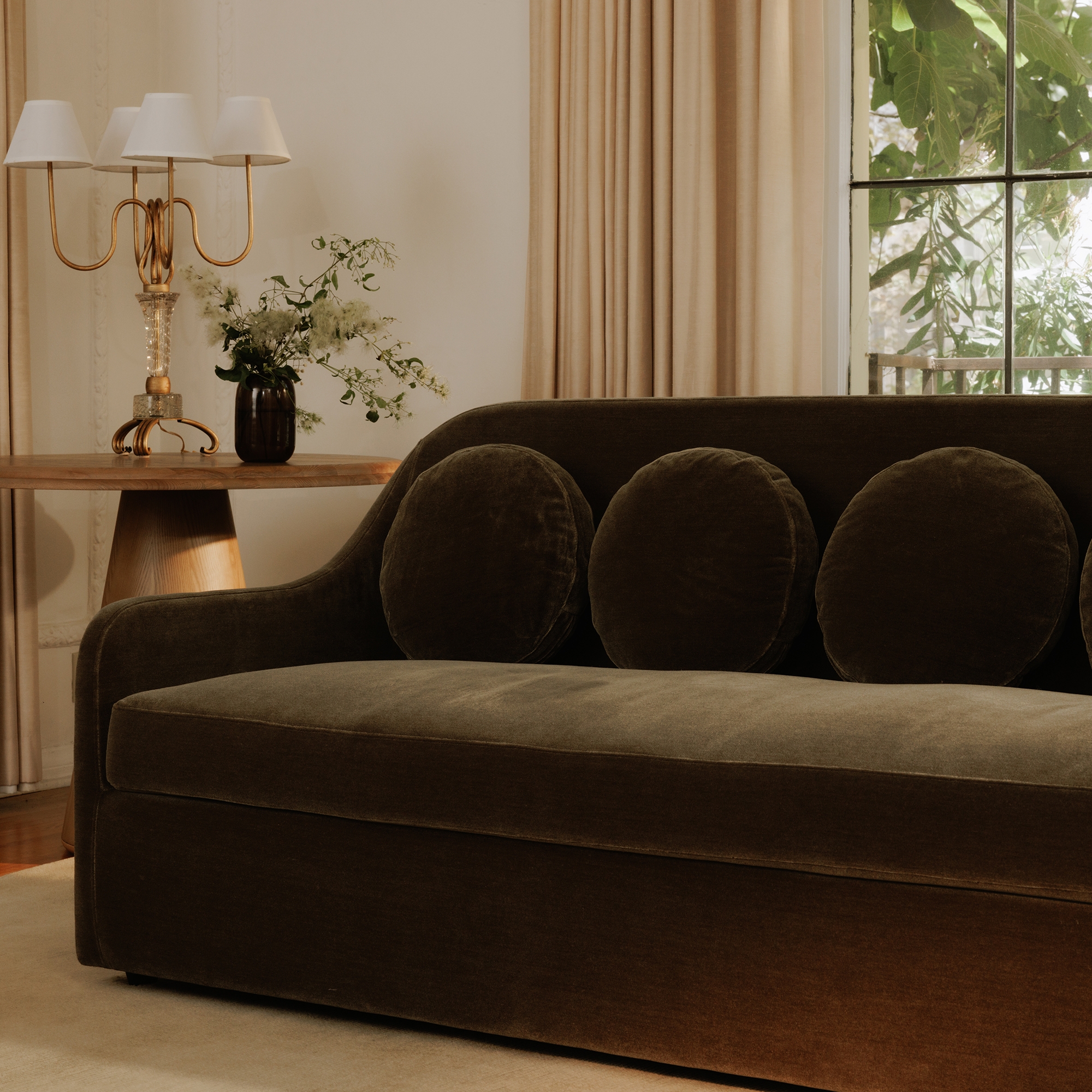 Rialto Sofa Dark Green Faux Mohair - Image 8