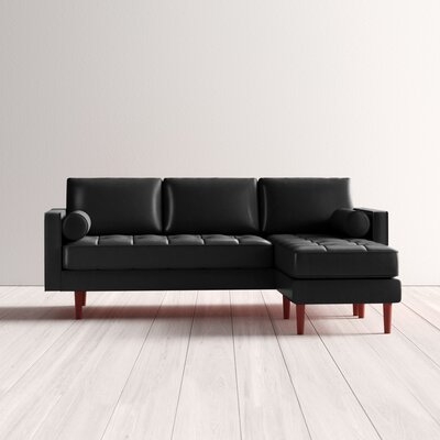 Geo 88" Wide Genuine Leather Reversible Modular Sofa & Chaise - Image 0