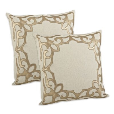 Faux Leather Cutwork Design Pillow Cover (Set Of 2) - Image 0