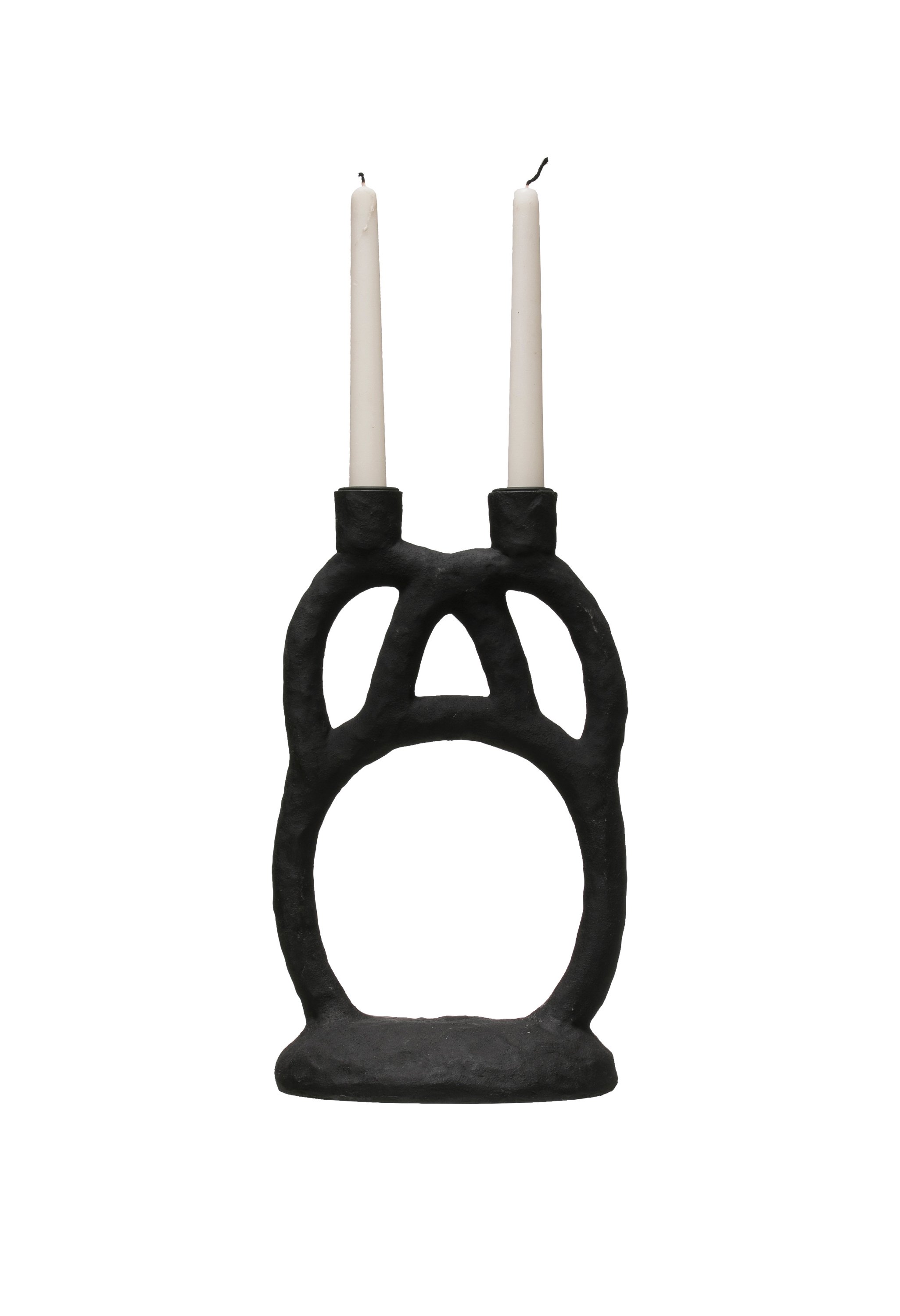 Abstract Double Candleholder, Black - Image 0