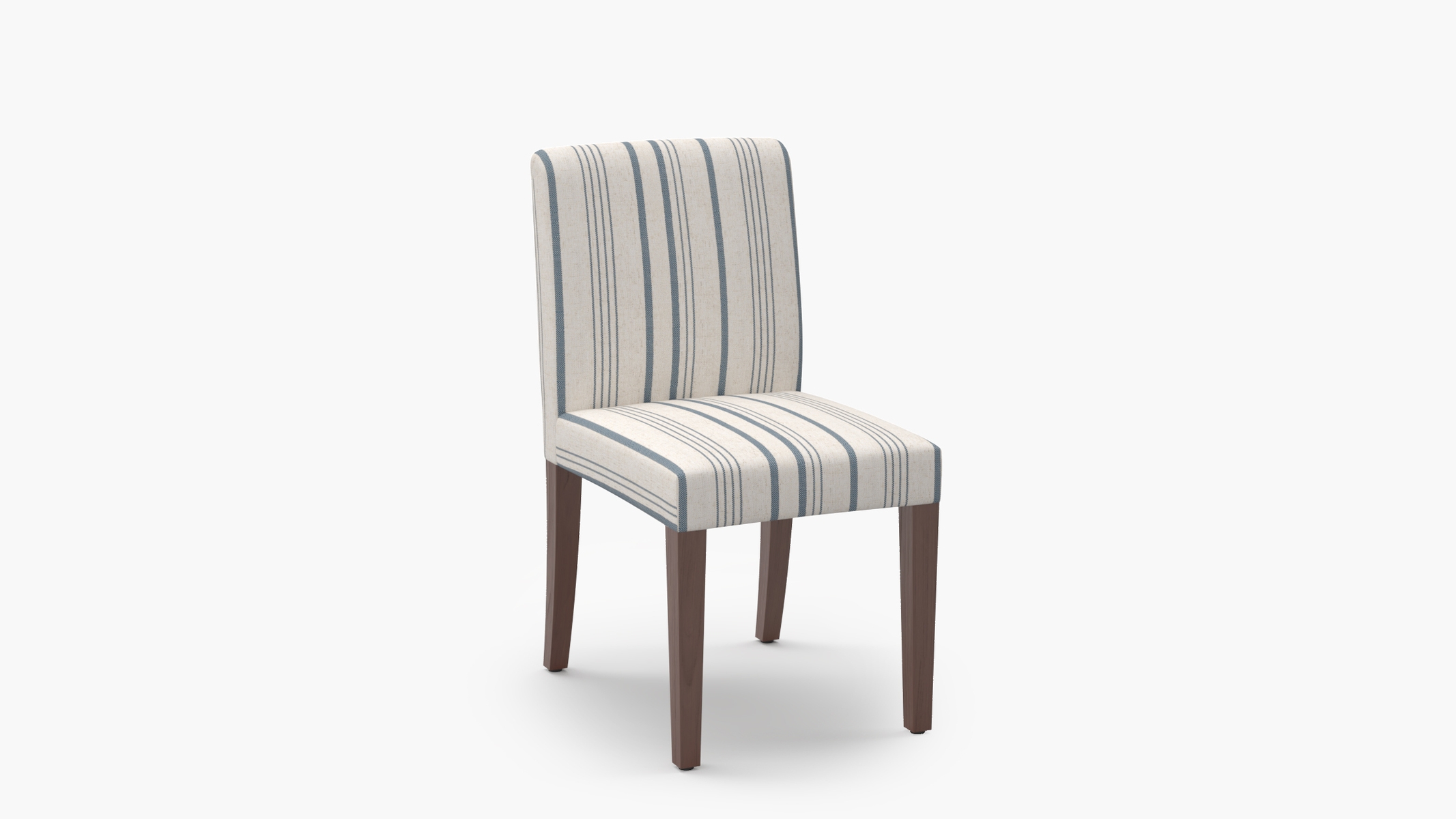 Signature Dining Chair, Blue Market Stripe, Walnut Square Tapered Leg - Image 1