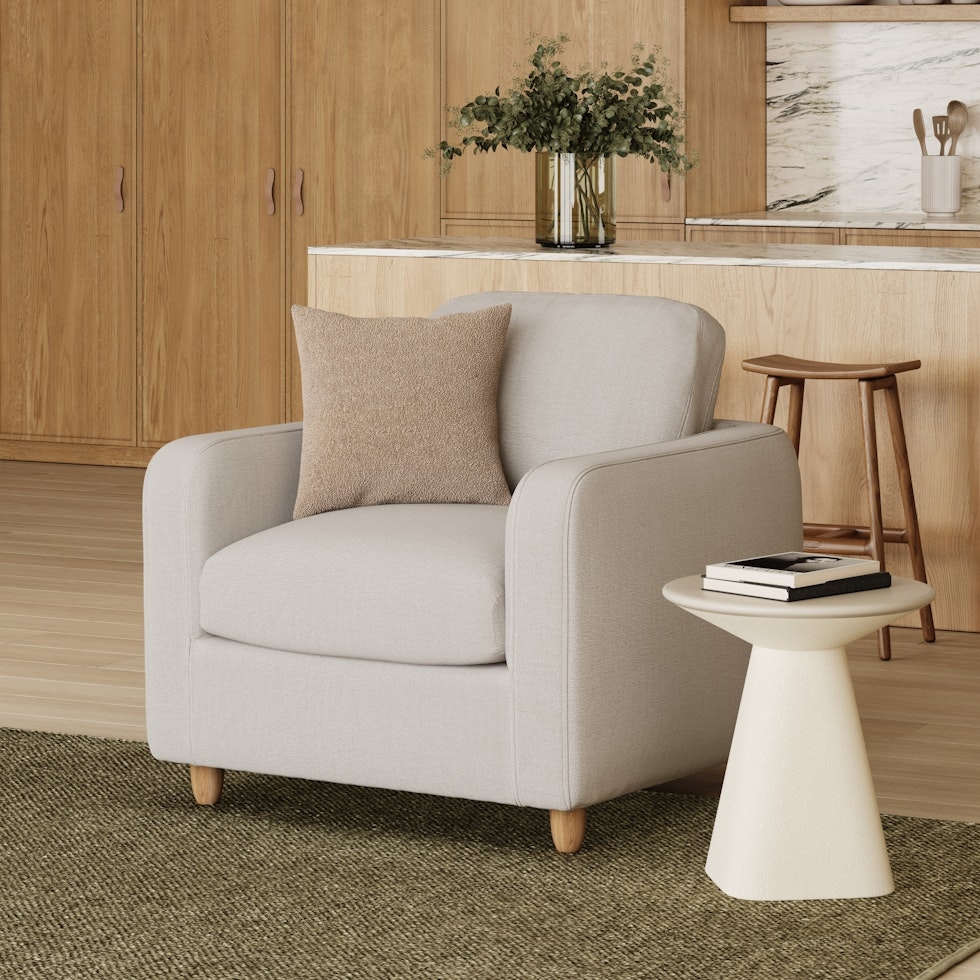 Vati 37" Lounge Chair - Natural Oak and Buckler Ivory - Image 0