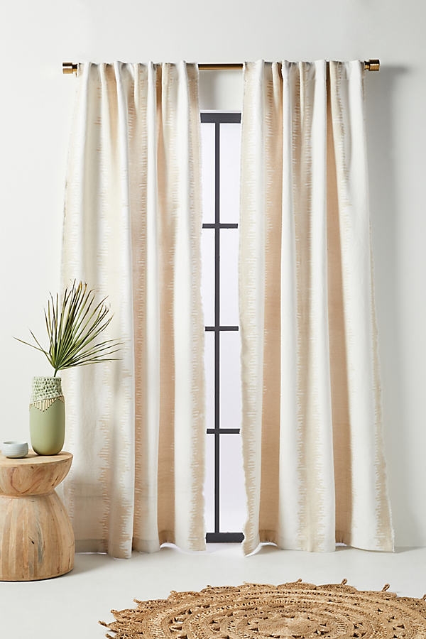 Maiko Jacquard-Woven Curtain By Anthropologie in White Size 50X108 - Image 0