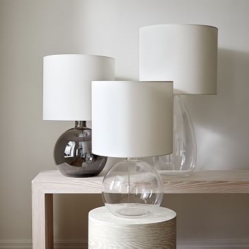 Foundational Table Lamp Clear White Linen (25") - Image 1