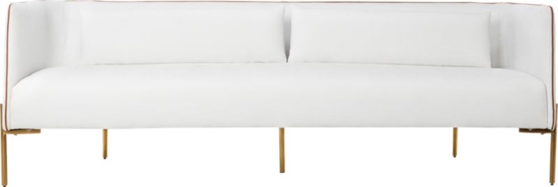 Colette White Sofa with Faux Leather Piping - Image 1