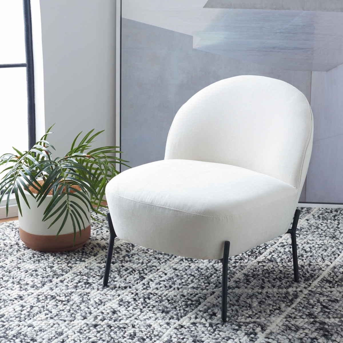 Brax Petite Slipper Chair - Creme - Safavieh - Image 1