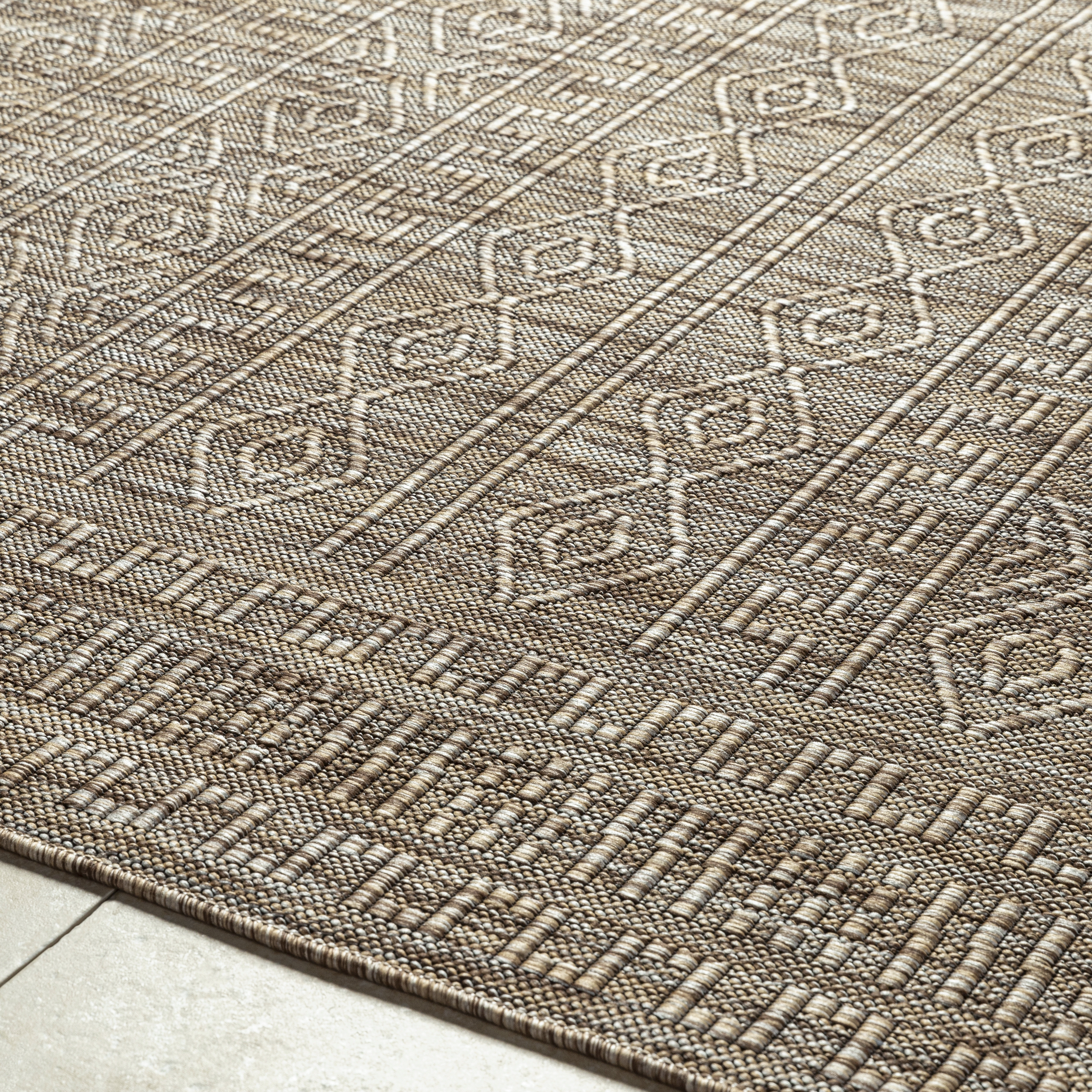 Terrace Beige Outdoor 2' x 2'11" Machine Woven Rug - Image 3
