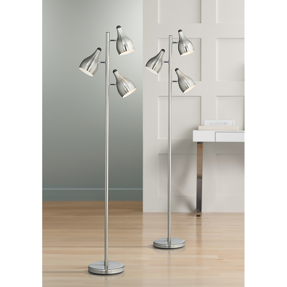 360 Lighting Trac 64" High 3-Light Modern Floor Lamps Set of 2 - Image 0