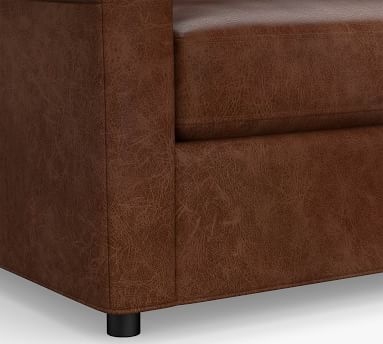 SoMa Sanford Roll Arm Leather Armchair, Polyester Wrapped Cushions, Churchfield Ebony - Image 4