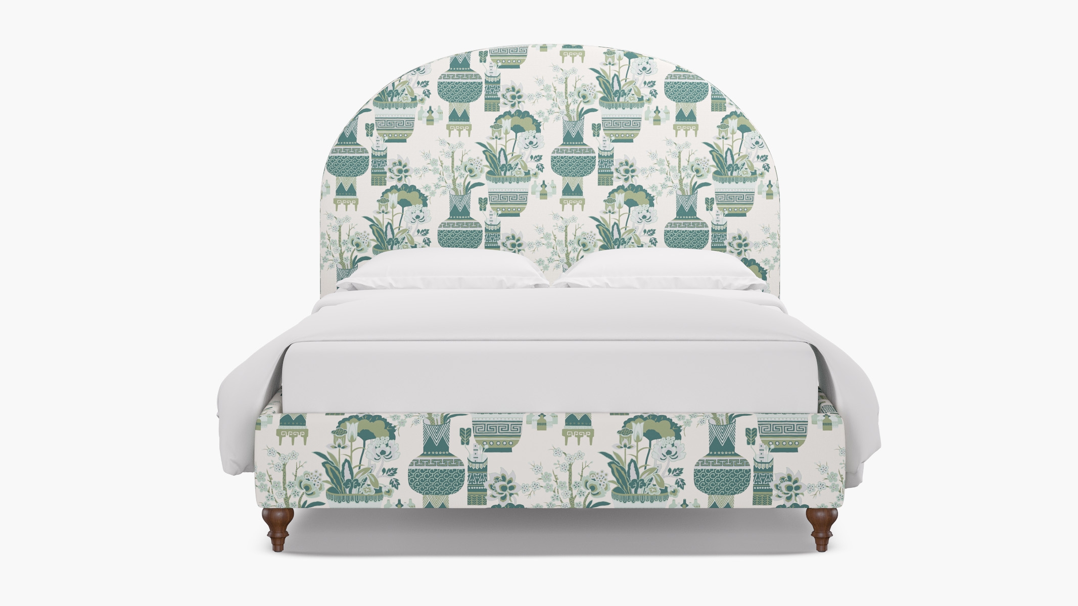 Demilune Bed, Pistachio Kan-Shie, Walnut Traditional Turned Leg, King - Image 0