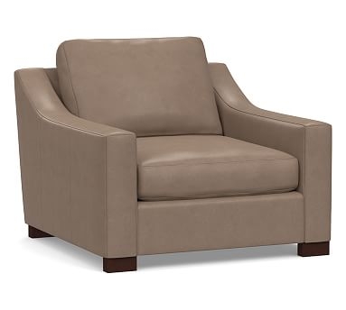 Turner Slope Arm Leather Grand Armchair 43", Down Blend Wrapped Cushions, Legacy Taupe - Image 0
