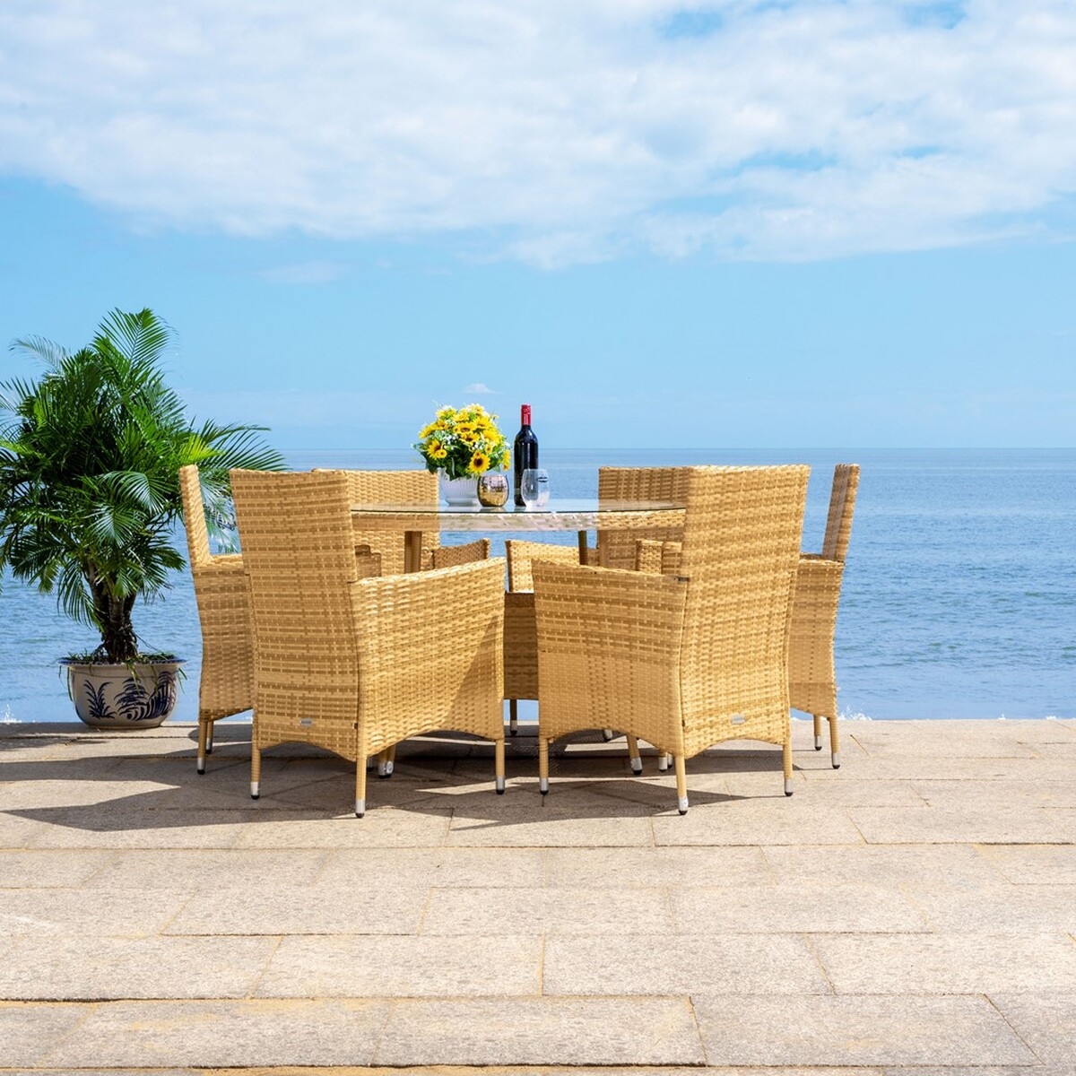 Challe Dining Set - Natural/White - Safavieh - Image 7