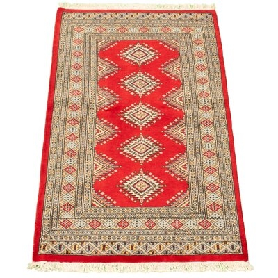 One-of-a-Kind Beccio Hand-Knotted 2010s Bokhara Red/Brown 3'1" x 5'3" Wool Area Rug - Image 0
