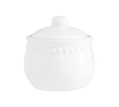 Emma Beaded Stoneware Sugar Bowl - True White - Image 0
