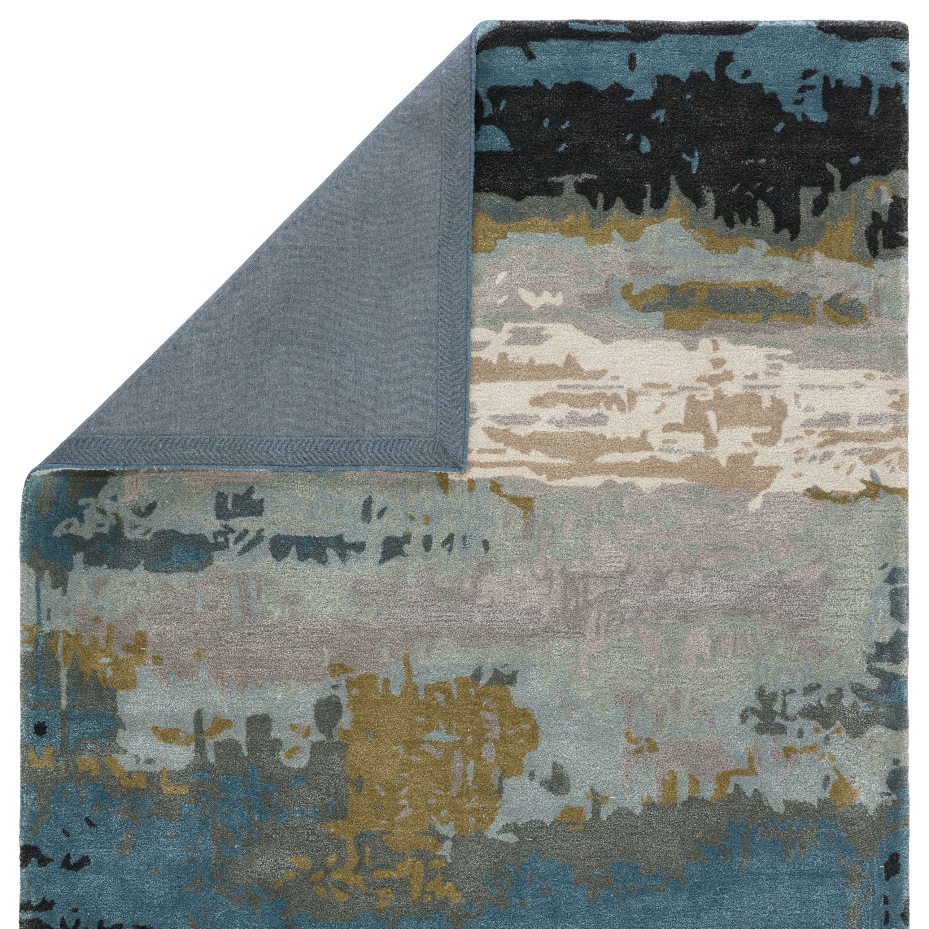 Benna Handmade Abstract Black/ Green Area Rug (5'X8') - Image 2