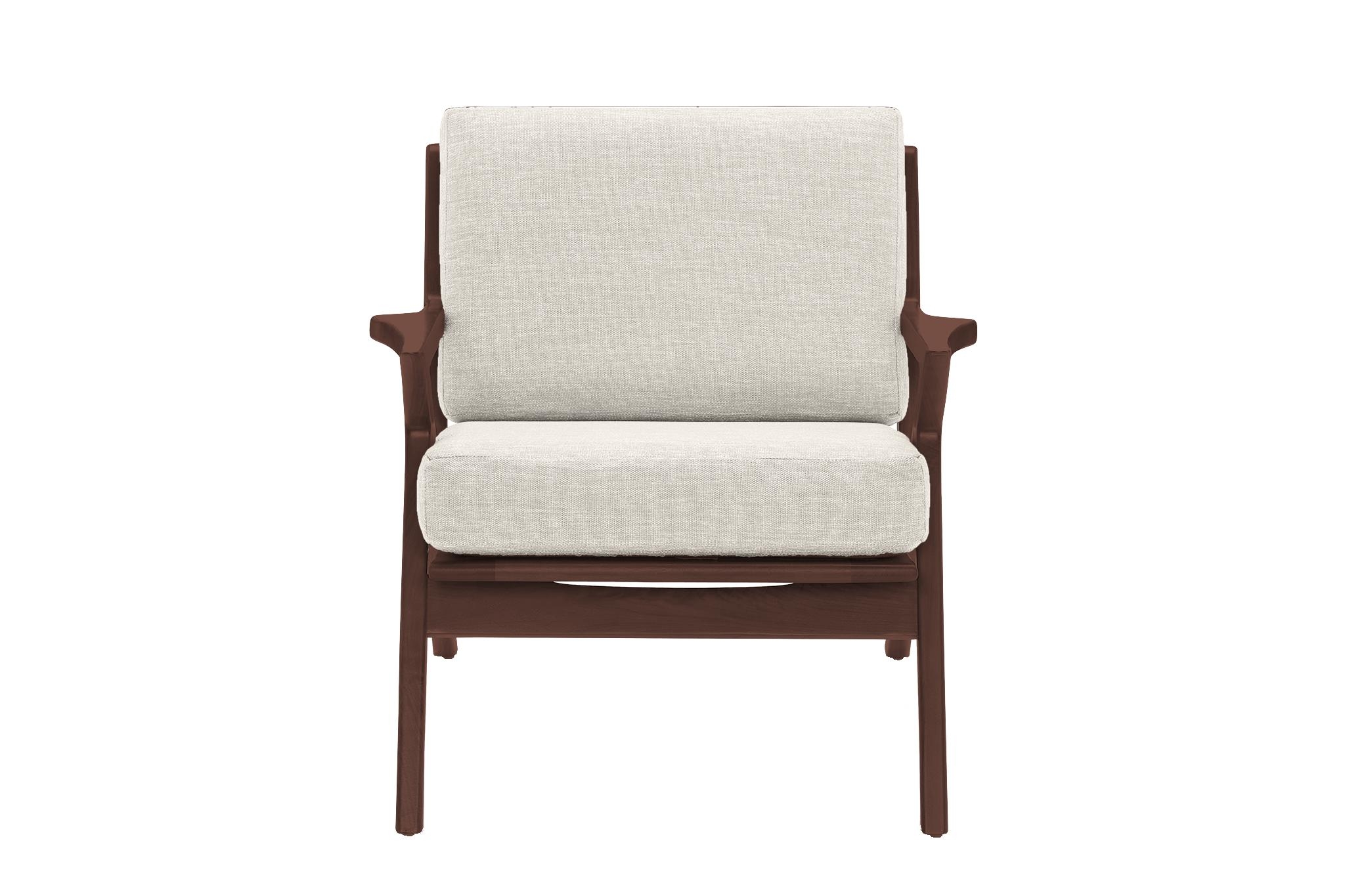 White Soto Mid Century Modern Apartment Chair - Tussah Snow - Walnut - Image 0