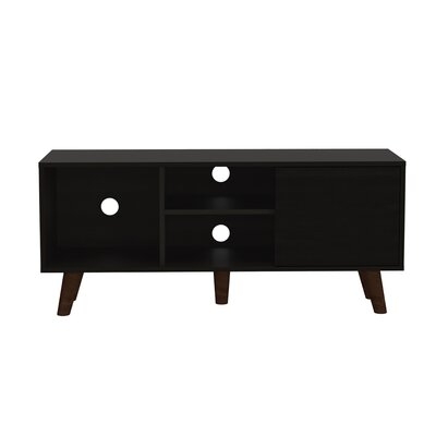 Bryhana, Tv Stand, With A Spaceful Table Top, 1 Cabinet, And 3 Open Shelves - Black Wengue - Image 0