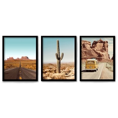 Americanflat 3 Piece Framed Triptych Desert Drives Photography By Tanya Shumkina - Image 0